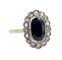 Bague 55.5 Bague marguerite antique en or 18k, saphir et diamants taille rose 58 Facettes A07671
