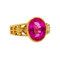 Anillo Sello Art nouveau en oro de 18k y rubí sintético 