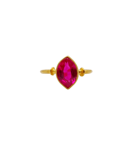 43 Bague antique en or 18k et rubis synthétique 58 Facettes A07673