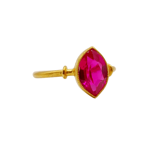 43 Bague antique en or 18k et rubis synthétique 58 Facettes A07673
