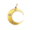 18k gold crescent moon pendant with pearls 