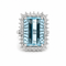 Bague 56 Bague en or blanc avec aigue-marine et halo de diamants 58 Facettes 50487