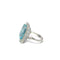 Bague 56 Bague en or blanc avec aigue-marine et halo de diamants 58 Facettes 50487