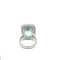 Bague 56 Bague en or blanc avec aigue-marine et halo de diamants 58 Facettes 50487