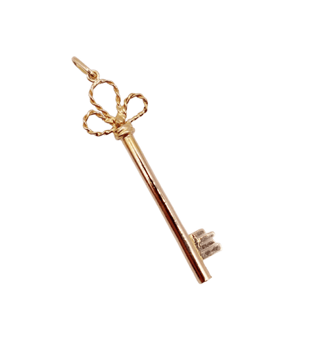 Vintage 18k rose gold key pendant 
