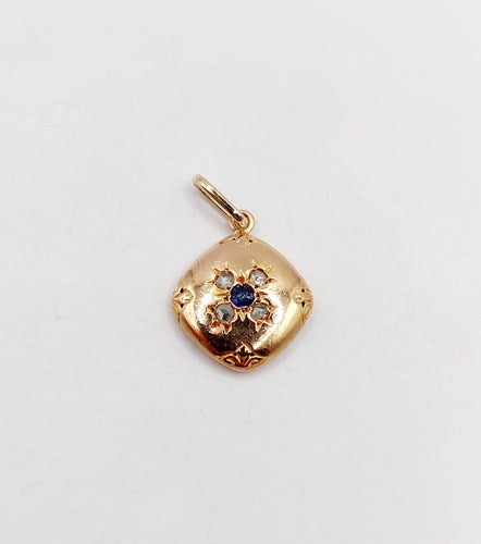 Pendentif Pendentif fleur antique en or rose 18k, saphir et diamants 58 Facettes A07609