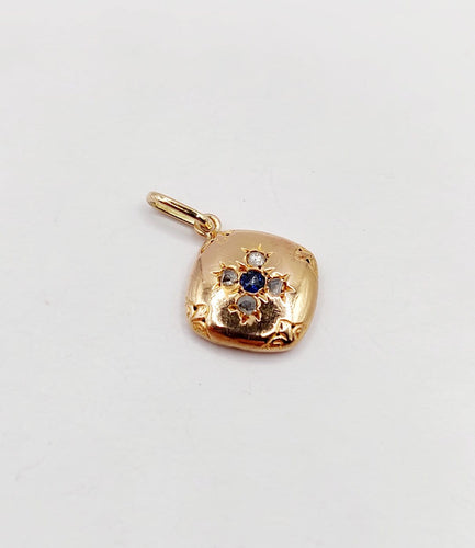 Pendentif Pendentif fleur antique en or rose 18k, saphir et diamants 58 Facettes A07609
