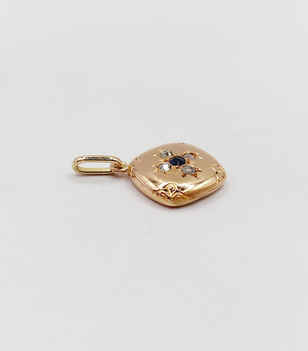 Pendentif Pendentif fleur antique en or rose 18k, saphir et diamants 58 Facettes A07609