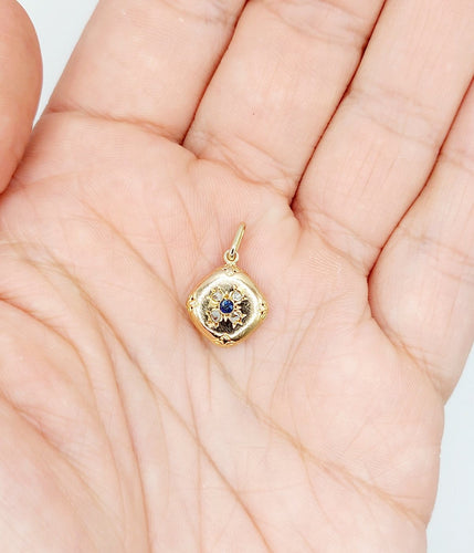Pendentif Pendentif fleur antique en or rose 18k, saphir et diamants 58 Facettes A07609