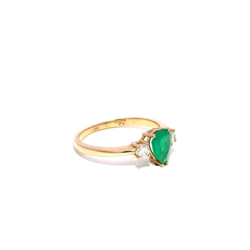 55 Green Empire - Bague en or jaune, émeraude de Colombie et diamants 58 Facettes 50489