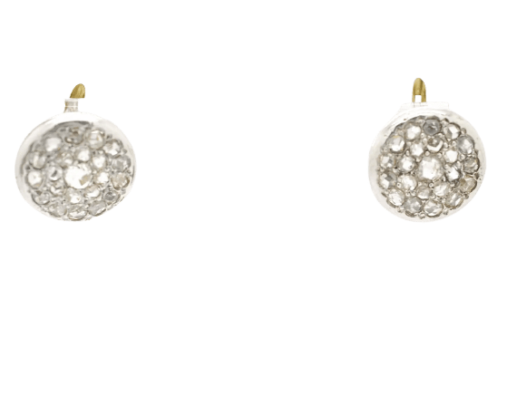 Boucles d'oreilles vintage en or jaune, argent et diamants