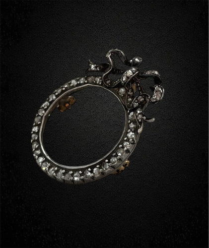 Broche Spilla vittoriana en or rose et argent, vers 1830, diamants 58 Facettes