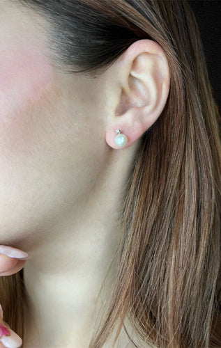 Boucles d'oreilles Boucles d’oreilles puces - Perles de culture 7 mm en or 18 carats et diamants 58 Facettes