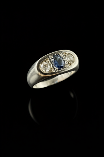 Bague 56 Bague pont - Saphir et diamants en or blanc 18 carats 58 Facettes