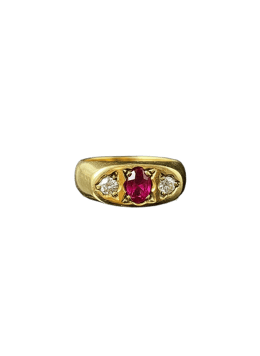 Bague Anello à pont avec rubis et diamants en or jaune 58 Facettes