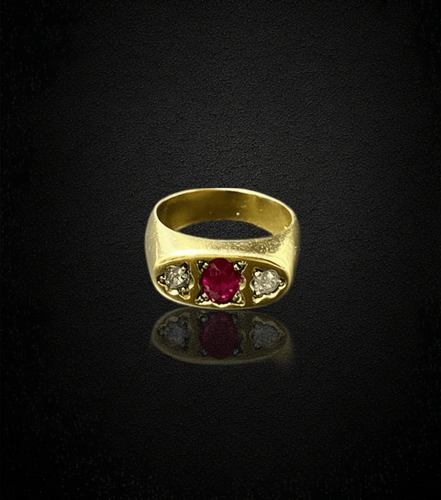 Bague Anello à pont avec rubis et diamants en or jaune 58 Facettes