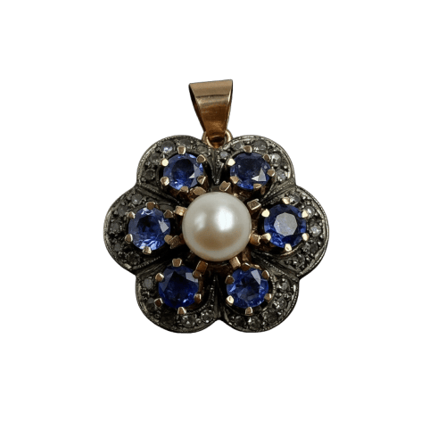 Pendentif Roberto Borghesi - Pendentif zaffirs, perle et diamants 58 Facettes