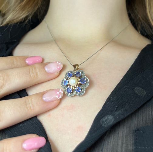Pendentif Roberto Borghesi - Pendentif zaffirs, perle et diamants 58 Facettes