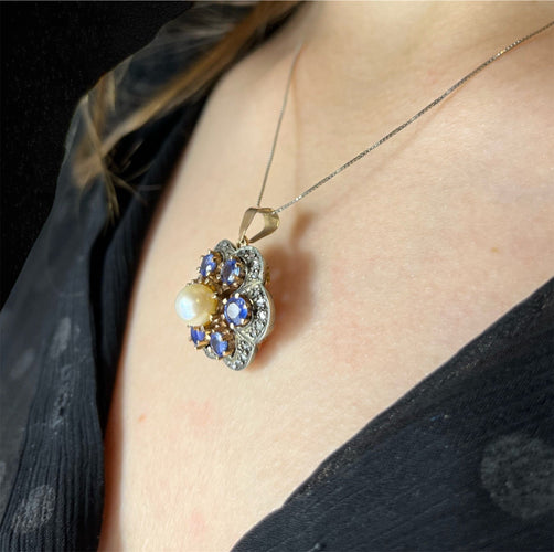 Pendentif Roberto Borghesi - Pendentif zaffirs, perle et diamants 58 Facettes