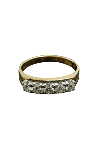 Bague Anni '30 - Bague rivière en or jaune et or blanc diamants 58 Facettes