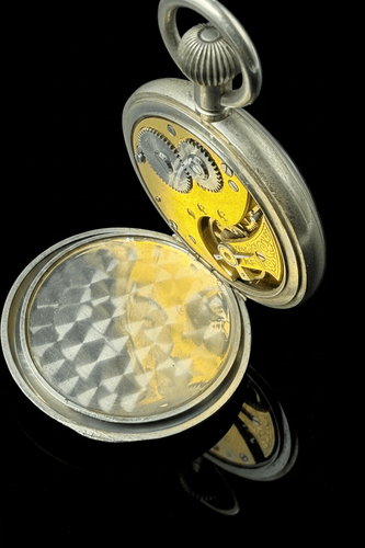 Julius Haffner - Chronomètre de poche monopoussoir en acier 58 Facettes