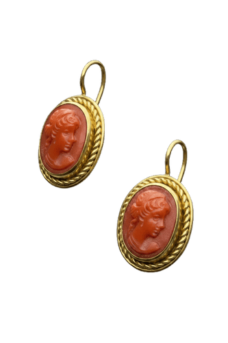 Boucles d'oreilles Orecchini avec camées - Orecchini en or jaune 18K 58 Facettes
