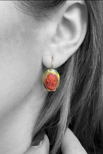 Boucles d'oreilles Orecchini avec camées - Orecchini en or jaune 18K 58 Facettes