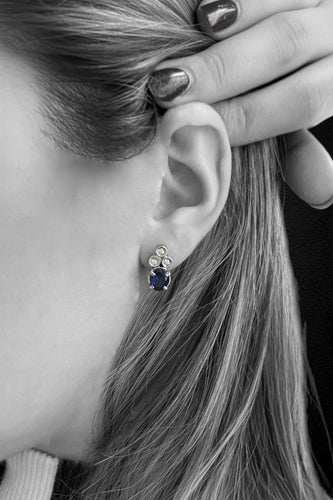 Boucles d'oreilles Orecchini pendenti - Zaffiri et diamants en or blanc 58 Facettes