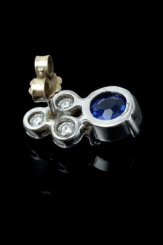 Boucles d'oreilles Orecchini pendenti - Zaffiri et diamants en or blanc 58 Facettes