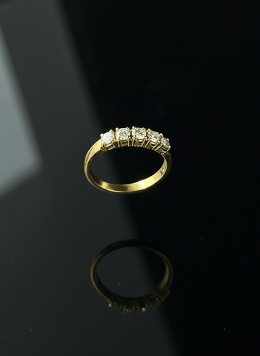 Bague Rivière Vintage - Bague en or jaune et diamants 58 Facettes