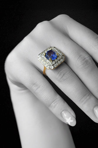 Bague 55 Bague octogonale - Saphir Verneuil et diamants 58 Facettes