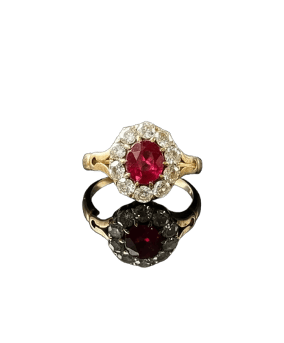 Bague Anello austro-ungarico en or rose avec rubis et diamants 58 Facettes