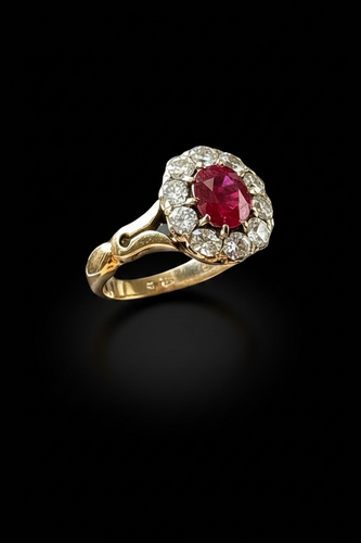 Bague 54 Bague austro-hongroise - Rubis et diamants en or rose 58 Facettes