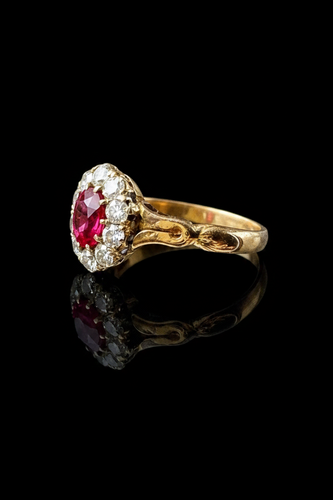 Bague 54 Bague austro-hongroise - Rubis et diamants en or rose 58 Facettes