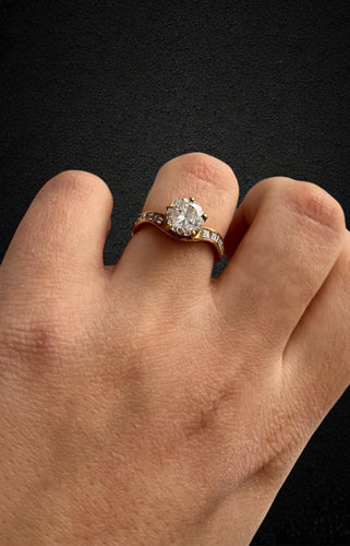 Bague 56 Bague de fiançailles en or jaune avec diamant 1,69 ct 58 Facettes
