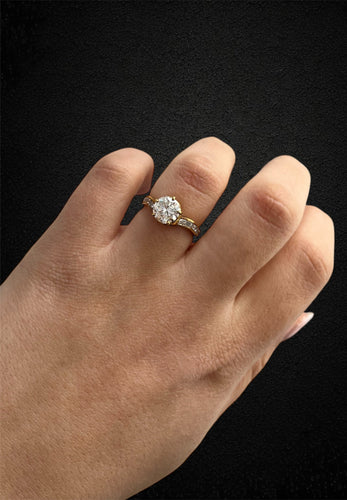 Bague 56 Bague de fiançailles en or jaune avec diamant 1,69 ct 58 Facettes