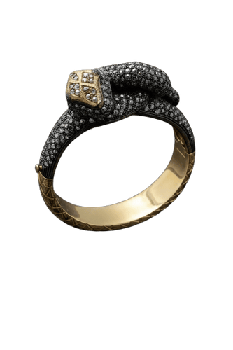 Bracelet Bracciale "a Serpente" - Bracelet tardo XIXe siècle en or rose et argent diamants 58 Facettes