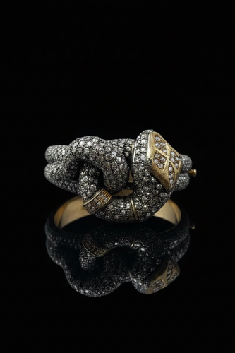 Bracelet Bracciale "a Serpente" - Bracelet tardo XIXe siècle en or rose et argent diamants 58 Facettes