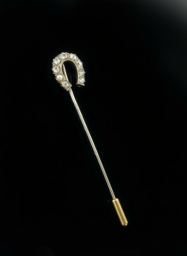 Spillone da cravatta austro-hongrois en or rose 14K et diamants 58 Facettes