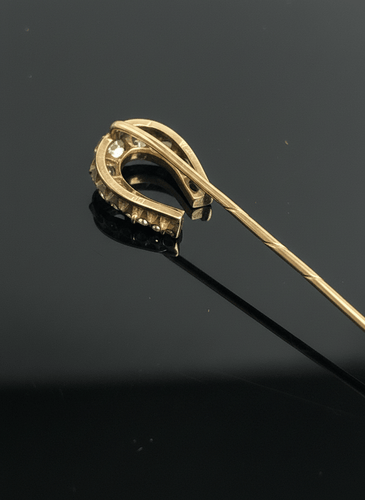 Spillone da cravatta austro-hongrois en or rose 14K et diamants 58 Facettes