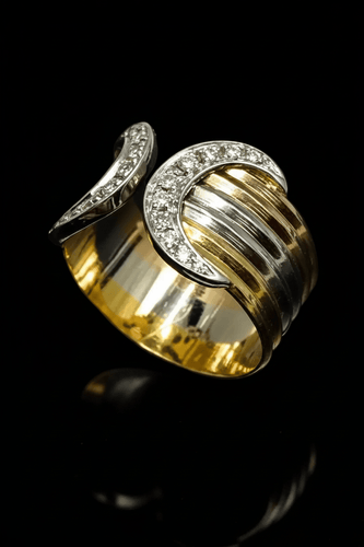 Bague Bague en or trois couleurs et diamants 58 Facettes