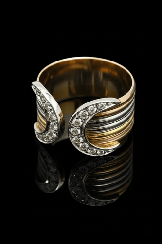 Bague Bague en or trois couleurs et diamants 58 Facettes