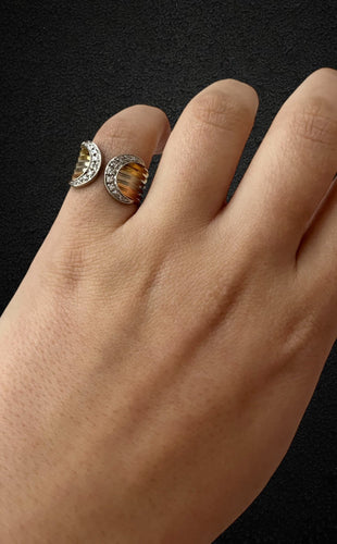 Bague 53 Bague bandeau tricolore en or jaune, blanc et rose avec diamants 58 Facettes