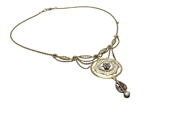 Collier Collier Jugendstil - Pendentif en or et diamants 58 Facettes