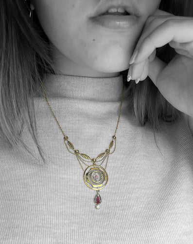 Collier Collier Jugendstil - Pendentif en or et diamants 58 Facettes