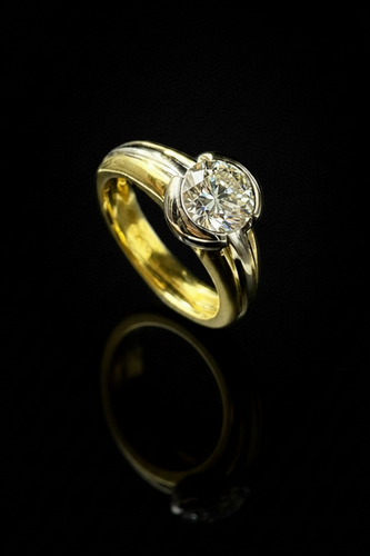 Bague 53 Valenzana - Bague solitaire diamant naturel 1,45 ct en or 18 carats 58 Facettes