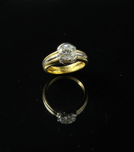 Bague 53 Valenzana - Bague solitaire diamant naturel 1,45 ct en or 18 carats 58 Facettes