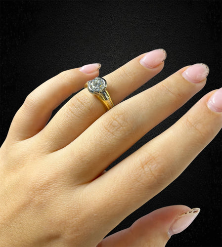 Bague 53 Valenzana - Bague solitaire diamant naturel 1,45 ct en or 18 carats 58 Facettes