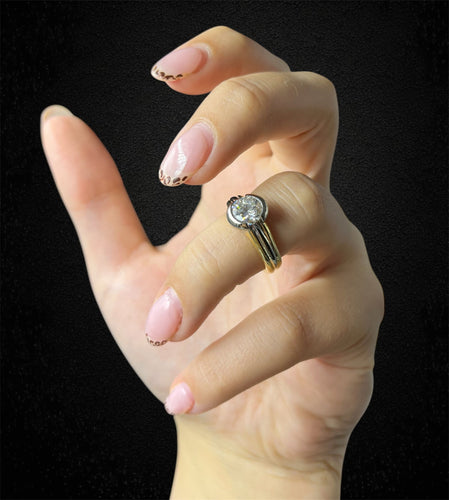 Bague 53 Valenzana - Bague solitaire diamant naturel 1,45 ct en or 18 carats 58 Facettes