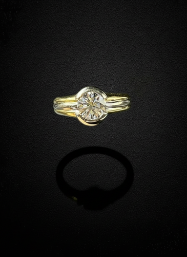 Bague 53 Valenzana - Bague solitaire diamant naturel 1,45 ct en or 18 carats 58 Facettes